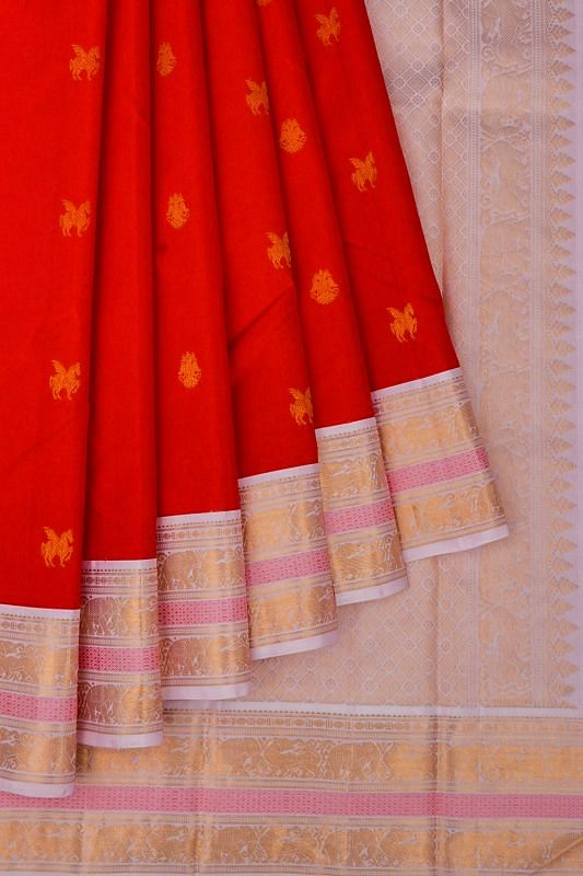 Kanchipuram Silk Butta Red Saree