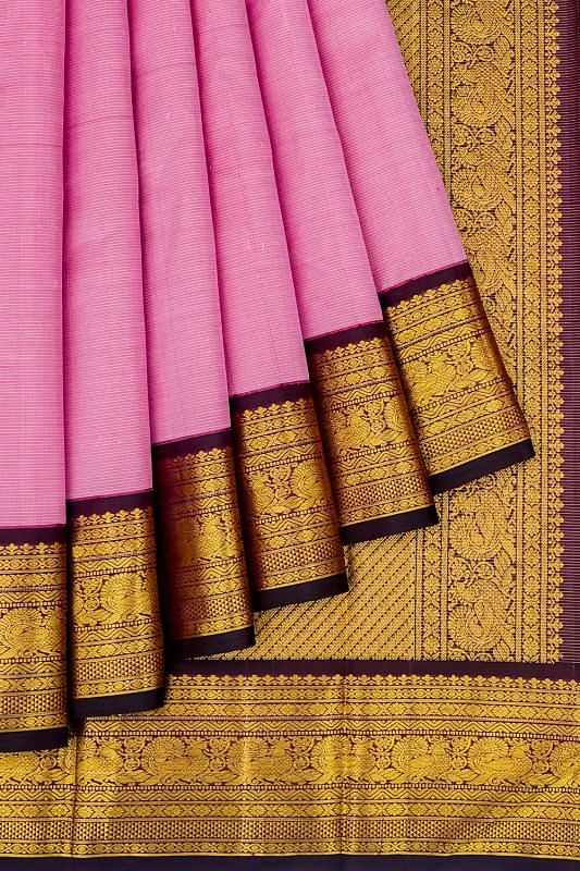 Classic Kanchipuram Silk Oosi Lines Lilac Saree