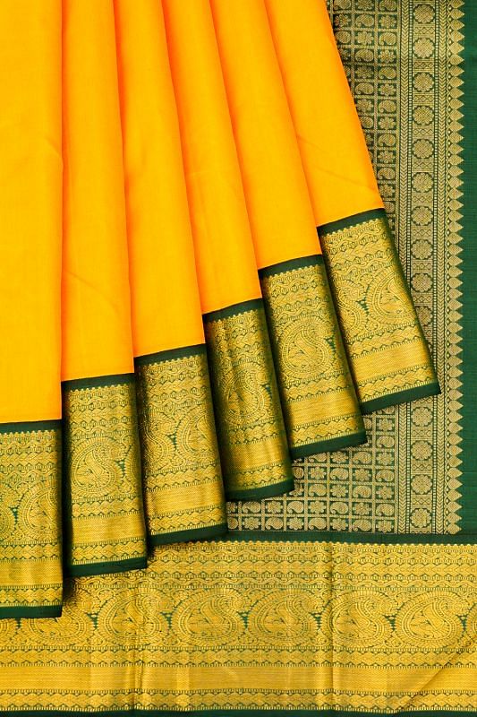 Kanchipuram Silk Butta Yellow Saree