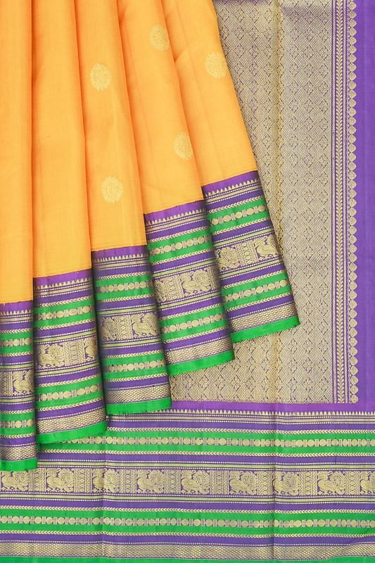 Classic Kanchipuram Silk Butta Yellow Saree