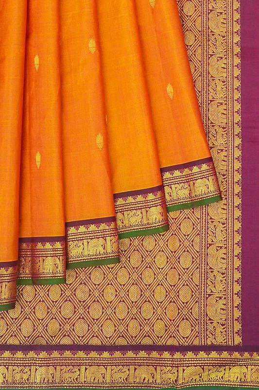 Classic Kanchipuram Silk Butta Mustard Yellow Saree