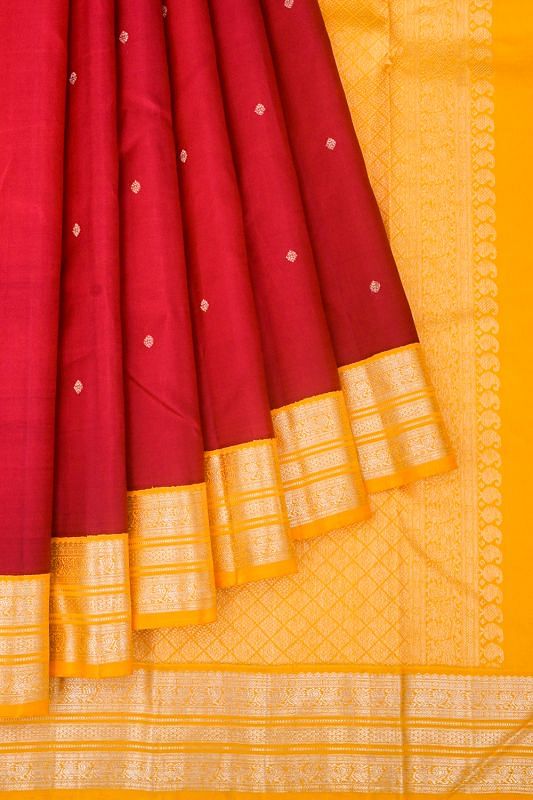 Classic Kanchipuram Silk Butta Cherry Red Saree