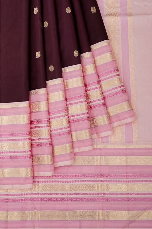 Kanchipuram Silk Butta Chaco Brown Saree