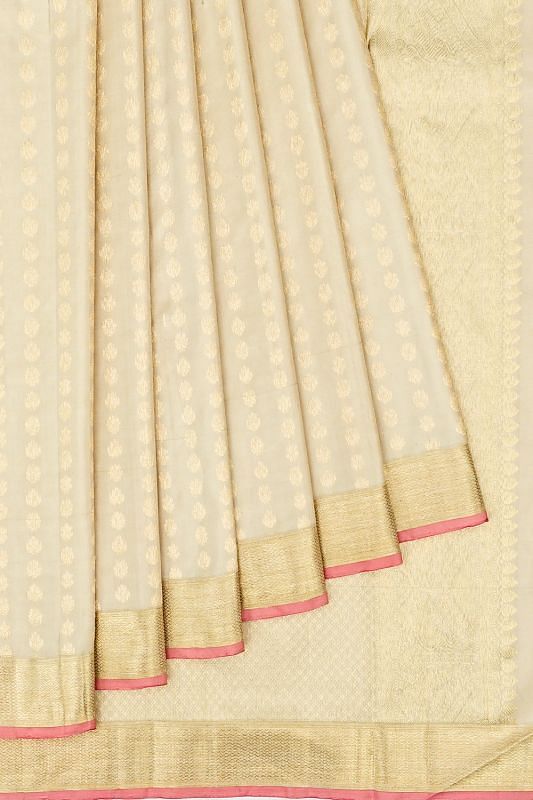 Kanchipuram Silk Butta Off White Saree