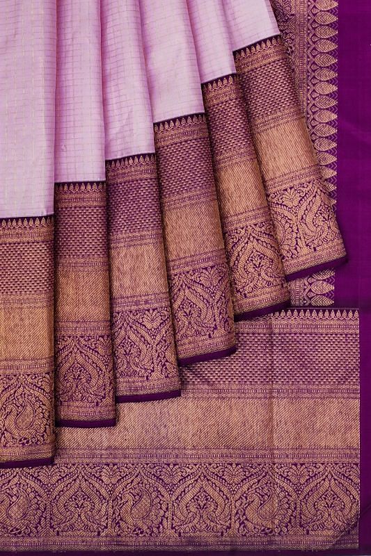 Kanchipuram Silk Checks Pink Saree