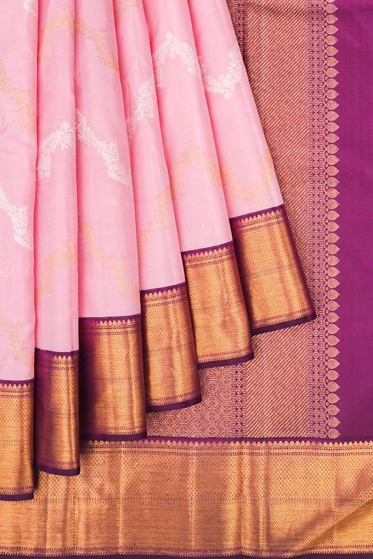 Kanchipuram Silk Jaal Pink Saree