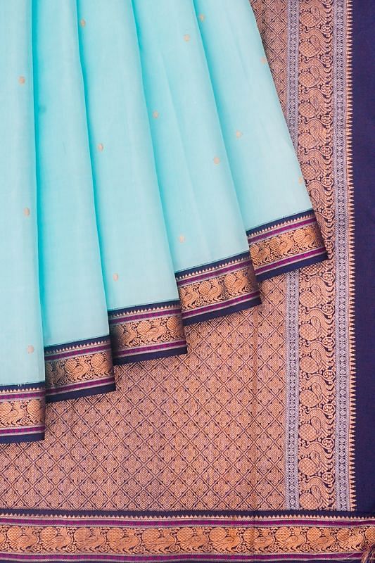 Classic Kanchipuram Silk Butta Sky Blue Saree