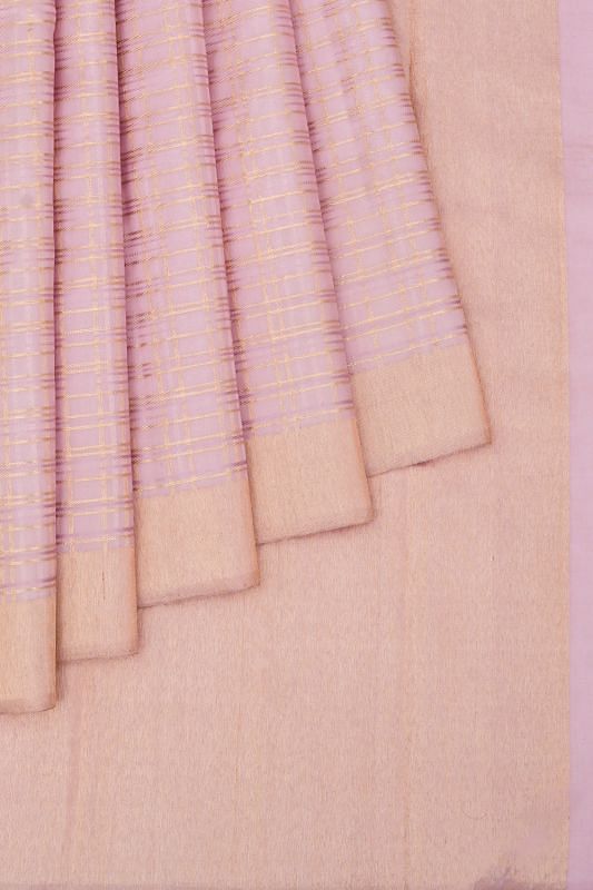 Kanchipuram Silk Checks Baby Pink Saree