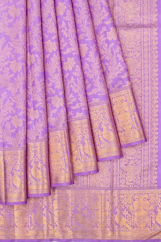 Kanchipuram Silk Brocade Lavender Saree