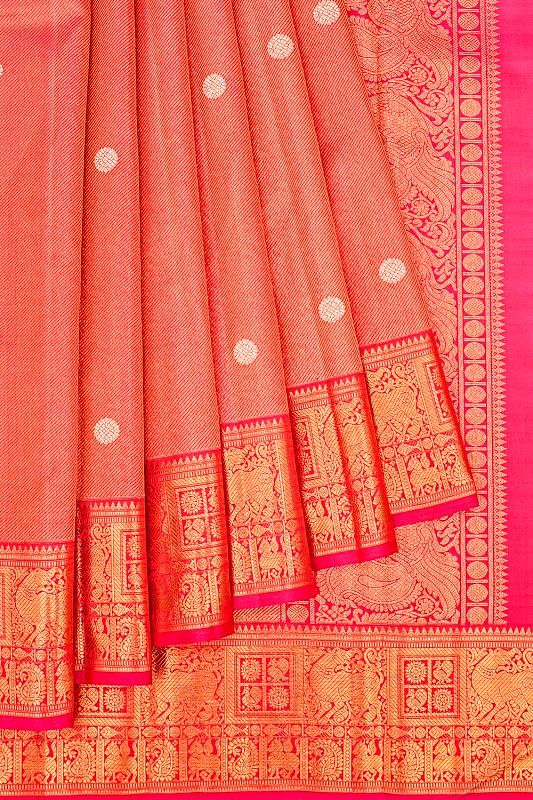 Kanchipuram Silk Tissue Brocade Pink Saree