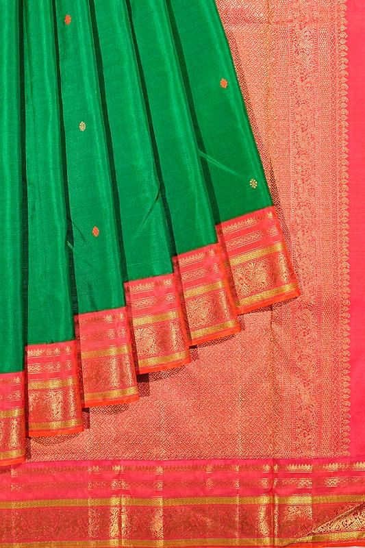 Classic Kanchipuram Silk Butta Dark Green Saree