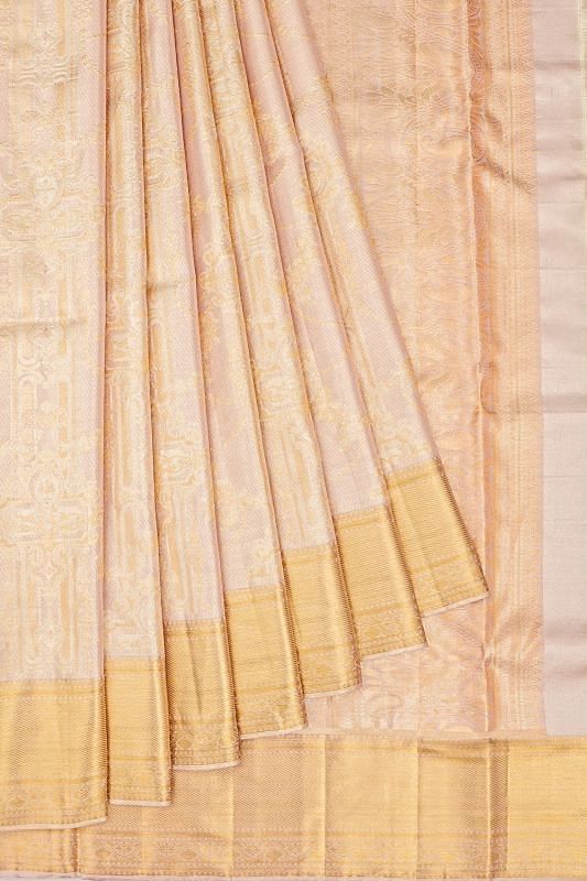 Kanchipuram Silk Tissue Brocade Lavender Saree