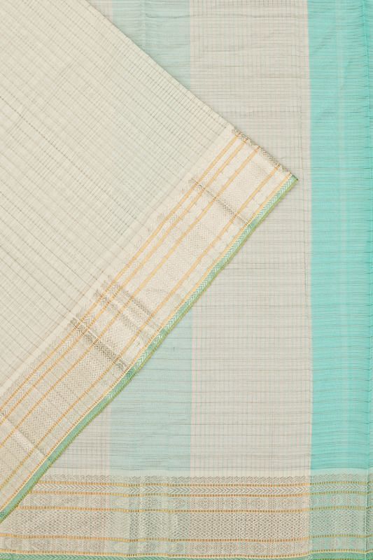 Chanderi Kora Organza Checks White Saree With Zari Border