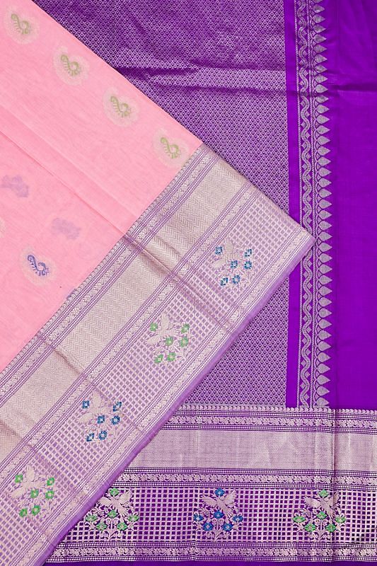 Coimbatore Soft Silk Butta Baby Pink Saree