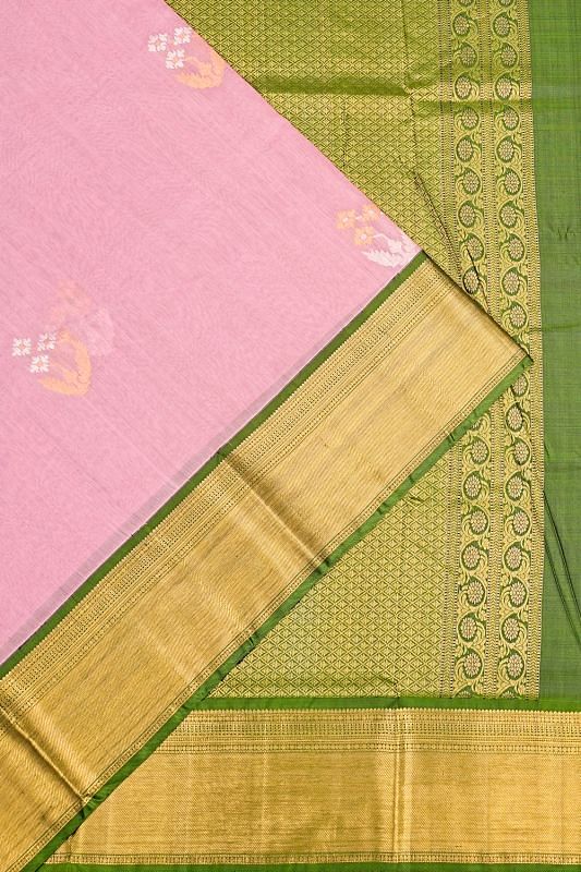 Pure Chanderi Cotton Butta Pink Saree