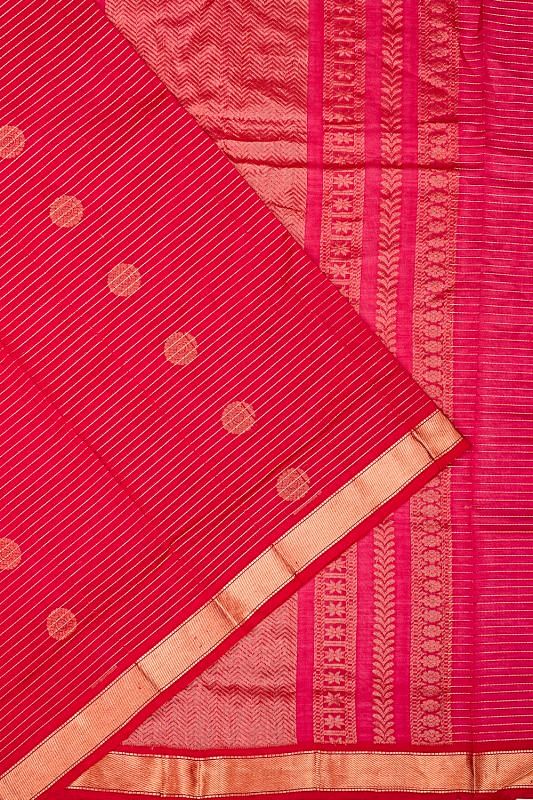 Organza Horizontal Lines And Butta Pink Saree