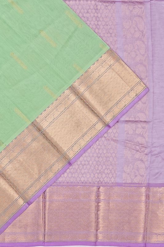 Kuppadam Cotton Silk Butta Pastel Green Saree