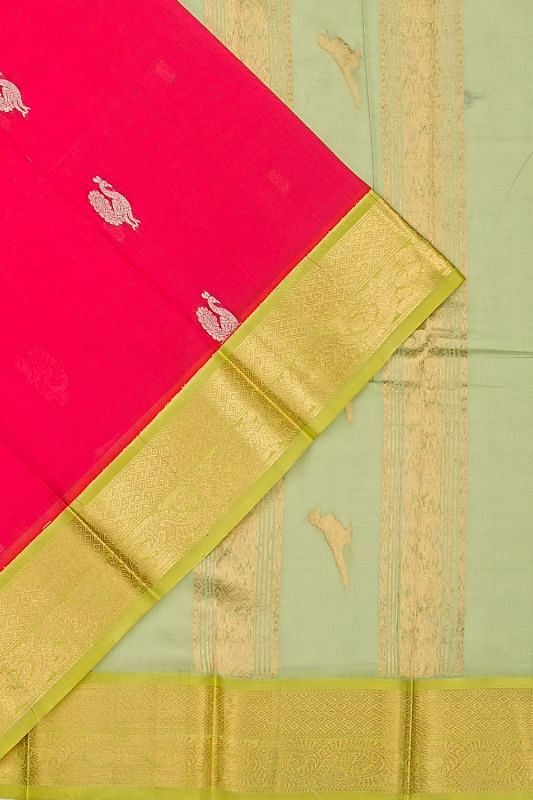 Kuppadam Cotton Silk Butta Pink Saree