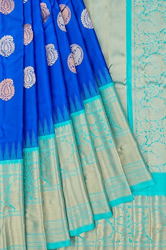 Gadwal Silk Butta Royal Blue Saree