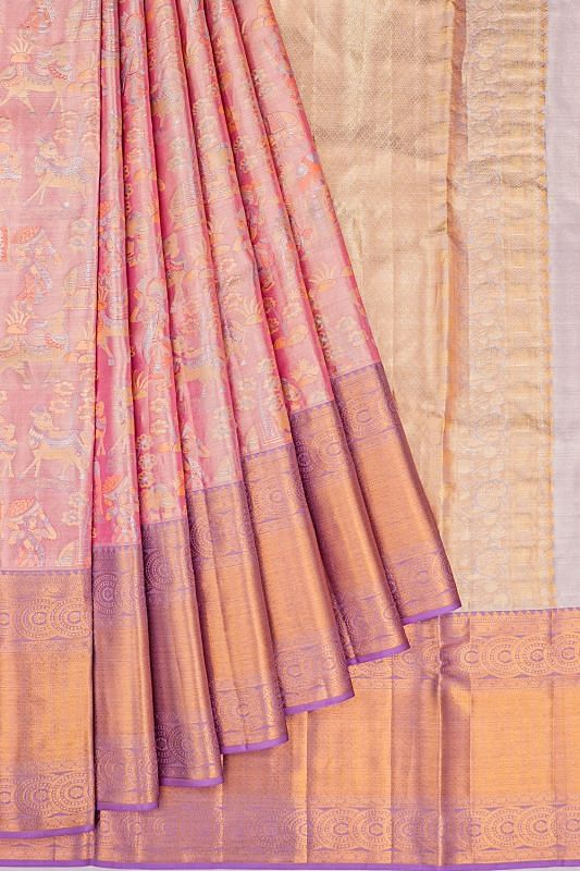 Taranga Kanchi Silk Tissue Brocade Pink Saree