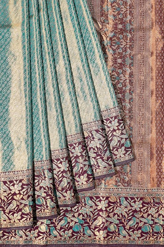 Taranga Kanchi Silk Tissue Brocade Sky Blue Saree