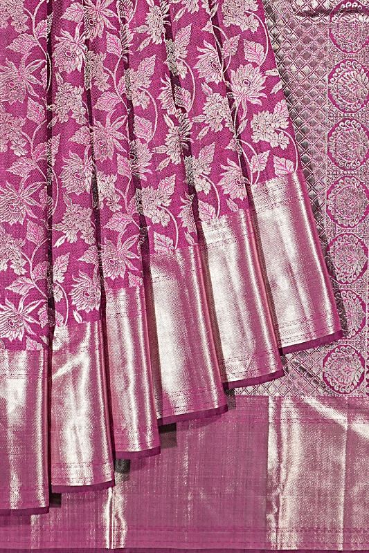 Kanchipuram Silk Jaal Purple Saree