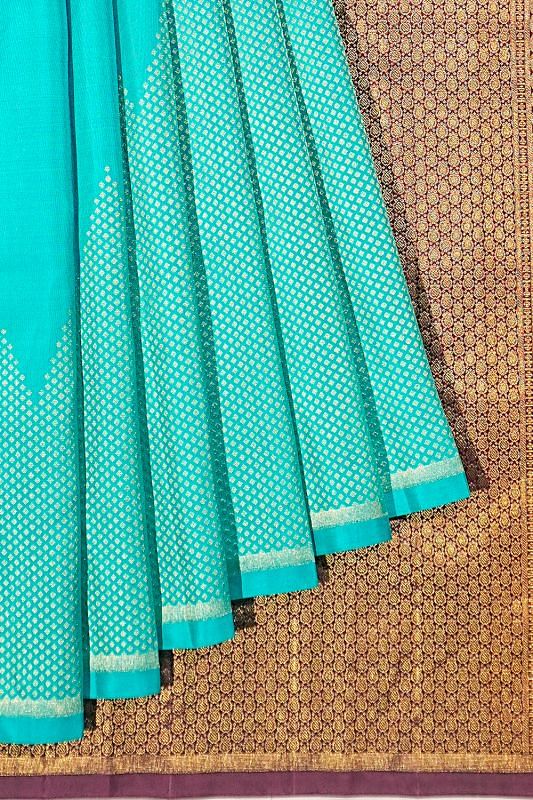 Kanchipuram Silk Brocade Sea Blue Saree