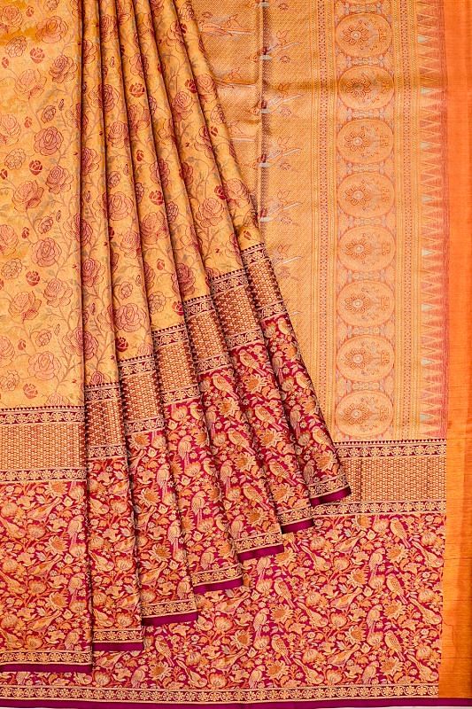 Kanchipuram Silk Tissue Brocade Gold Saree