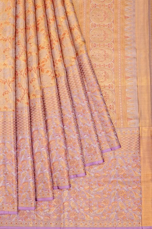 Kanchipuram Silk Tissue Brocade Gold Saree