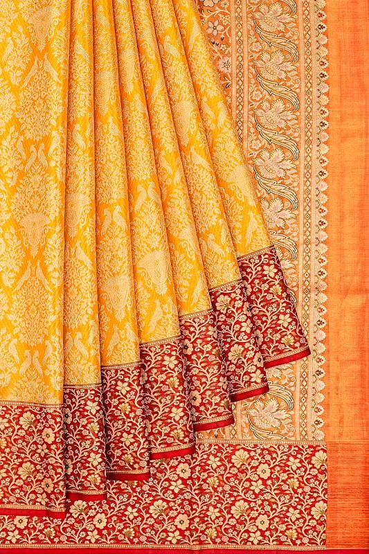 Kanchipuram Silk Tissue Brocade Gold Saree