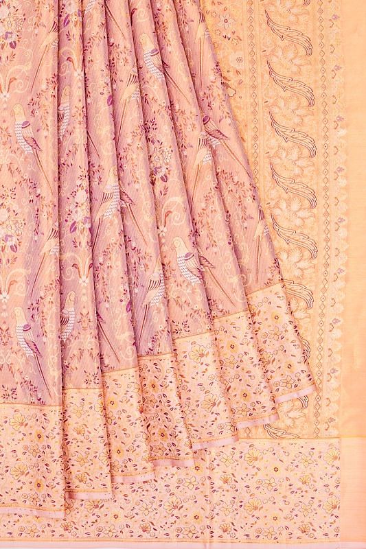 Kanchipuram Silk Tissue Brocade Lavender Saree