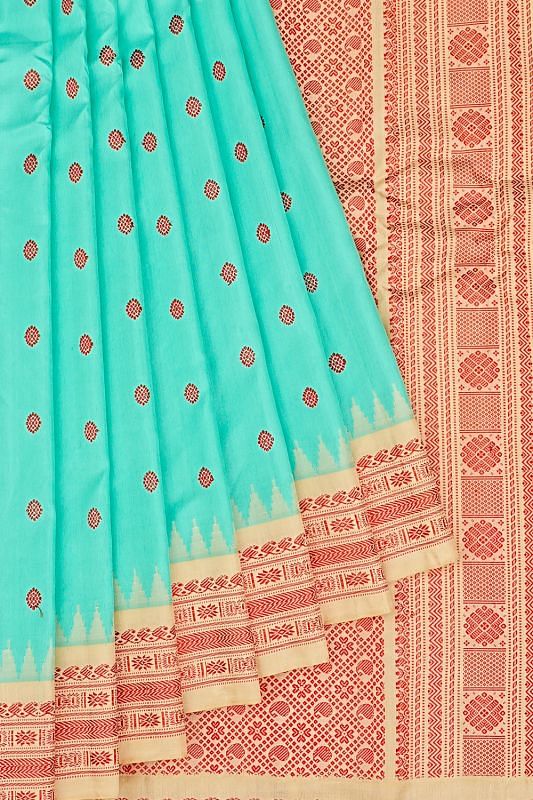 Gadwal Silk Thread Butta Sea Green Saree