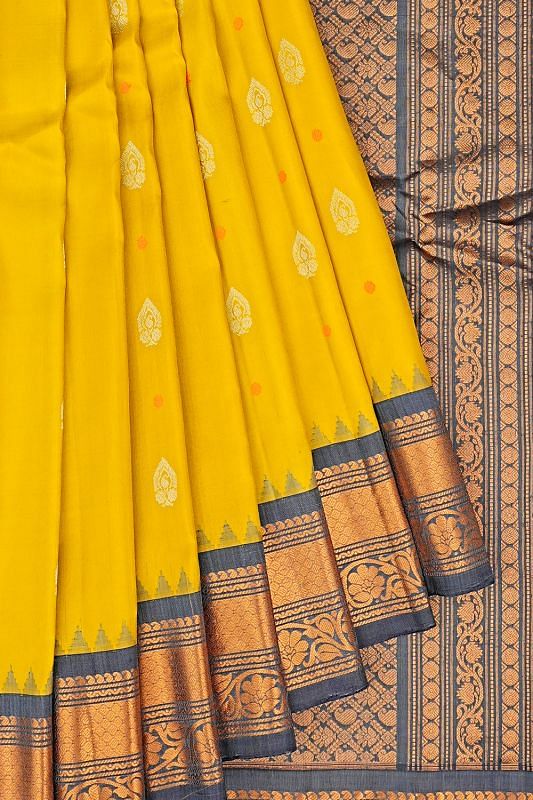 Gadwal Silk Butta Yellow Saree