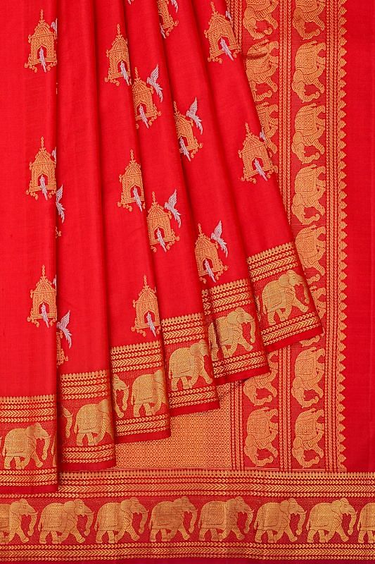 Classic Kanchipuram Silk Butta Red Saree