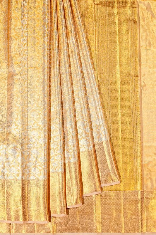 Taranga Kanchi Silk Tissue Brocade Gold Saree