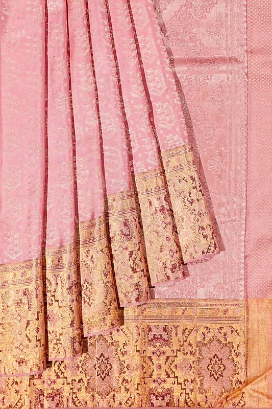 Kanchipuram Silk Brocade Baby Pink Saree