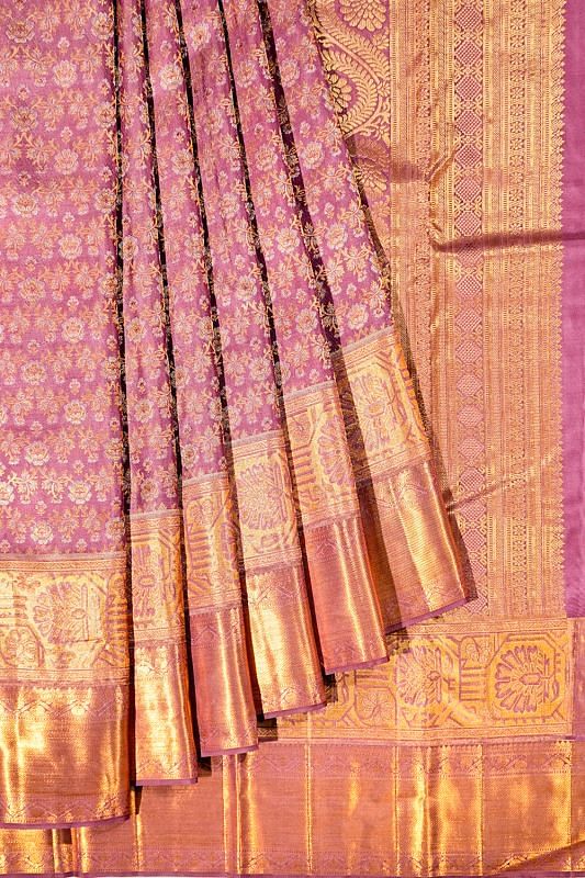 Kanchipuram Silk Brocade Purple Saree