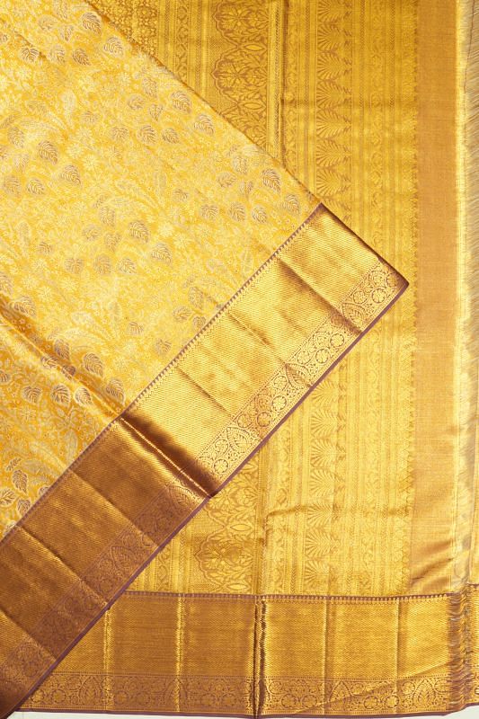 Kanchipuram Silk Tissue Brocade Gold Saree