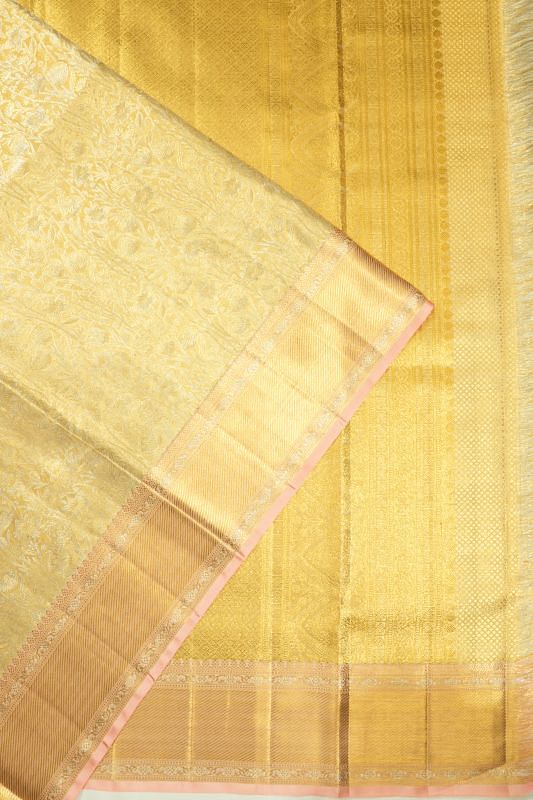 Kanchipuram Silk Tissue Brocade Gold Saree