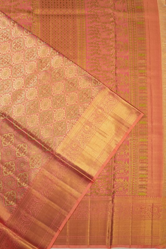 Kanchipuram Silk Brocade Pink Saree