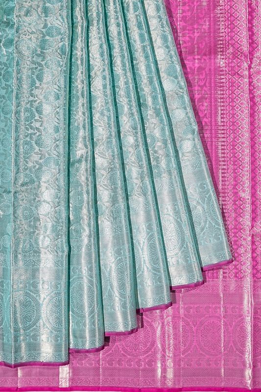 Taranga Kanchi Silk Tissue Brocade Pastel Blue Saree