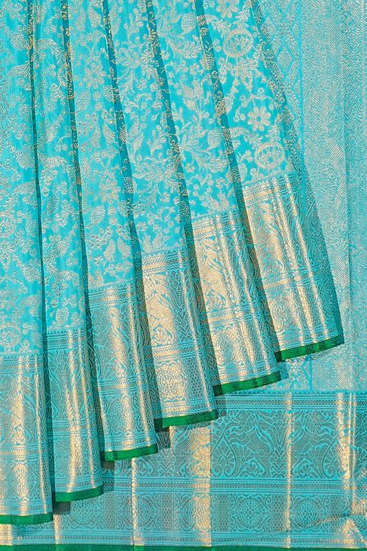 Kanchipuram Silk Brocade Blue Saree