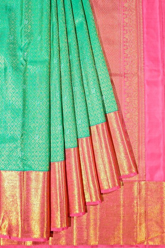 Kanchipuram Silk Brocade Sea Green Saree