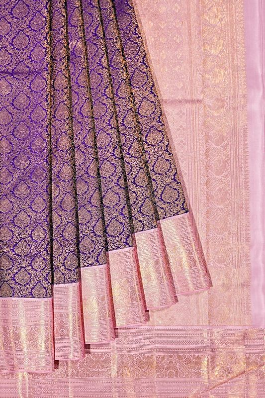 Kanchipuram Silk Brocade Blue Saree