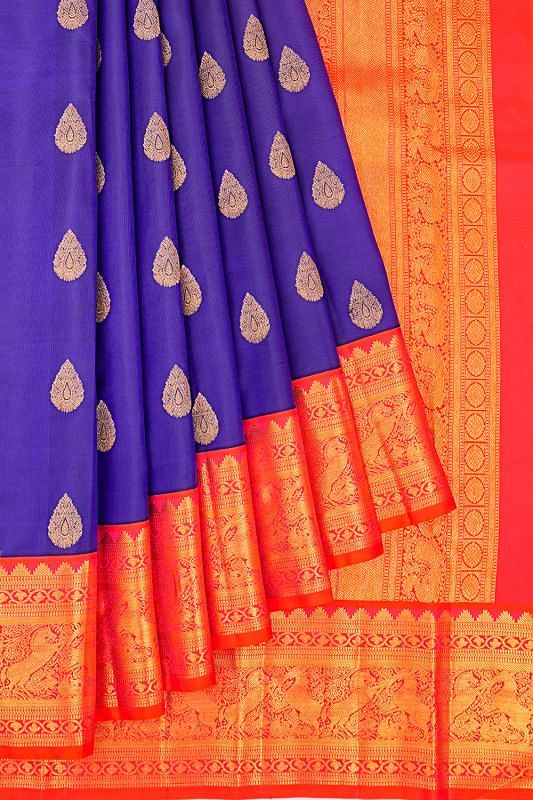 Taranga Kanchi Silk Butta Royal Blue Saree