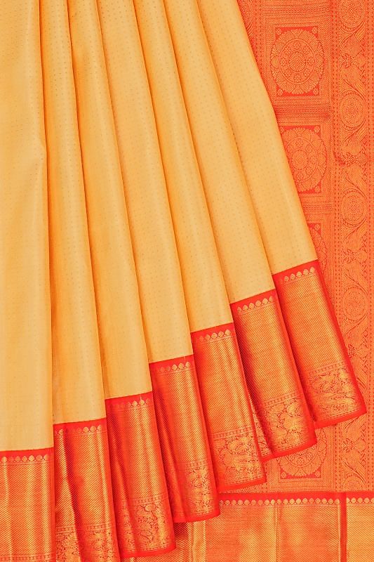 Kanchipuram Silk Brocade Cream Saree