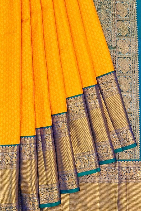 Kanchipuram Silk Brocade Yellow Saree