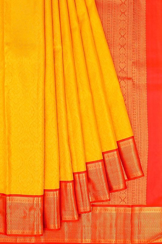 Taranga Kanchi Silk Brocade Yellow Saree