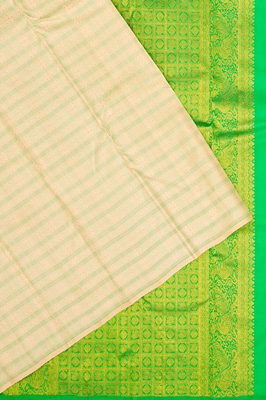 Taranga Kanchi Silk Checks And Butta Cream Saree