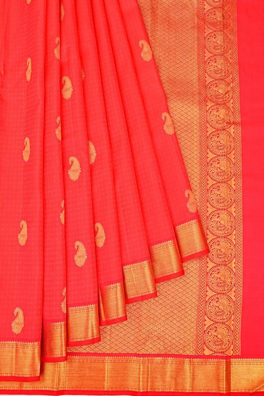 Taranga Kanchi Silk Jacuqard And Butta Redish Pink Saree